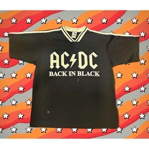 ACDC Back in Black Jersey style T Shirt Men's Size L Augusta Sportswear